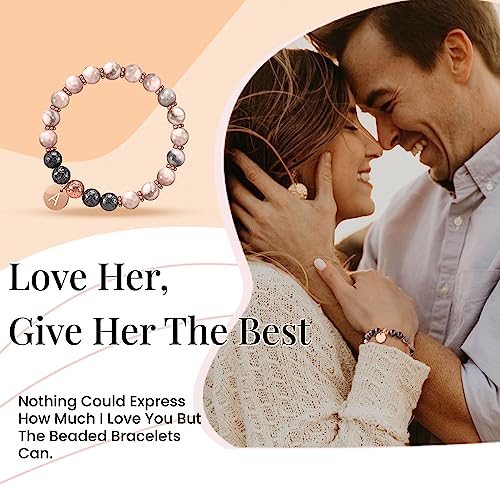 Image of Btysun Initial Bracelets for Women, Graduation Gifts for Daughter Her Teen Girls Gifts Trendy Stuff Stocking Stuffers Letter A-Z Beaded Bracelet Sister Mom Birthday Gift Female Christmas Jewelry
