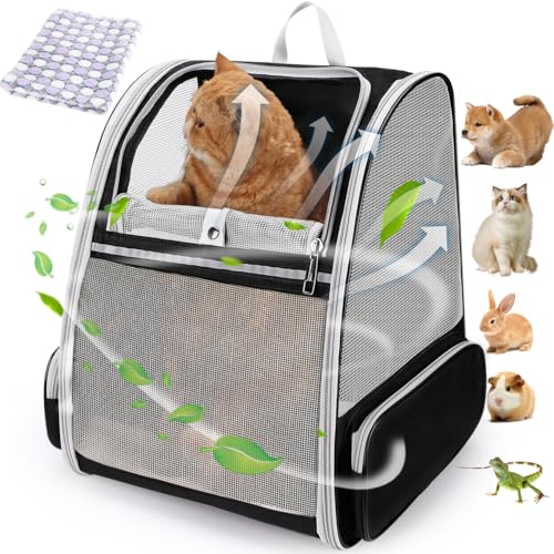 Image of Lollimeow Pet Carrier Backpack for Dogs and Cats,Puppies,Fully Ventilated Mesh,Airline Approved,Designed for Travel, Hiking, Walking & Outdoor Use（Black）