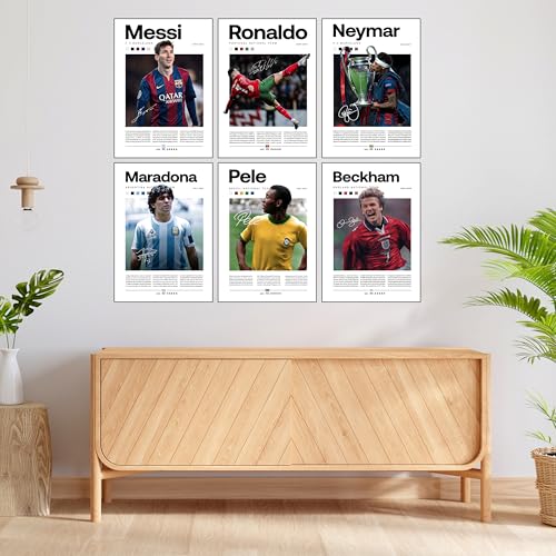 Image of Fit-in Trends Paper Pack of 6 - Football Players Messi,Ronaldo,Neymar,Pepe Wall Posters 8x9 Inch A4 Size 300 Gsm With Double Sided Tape Sports Posters Wall Art For Bedroom,Living Room