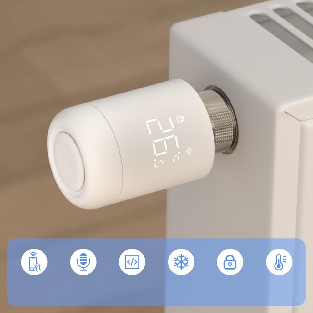 HpLive Valvola termostatica Wi-Fi intelligente, regolatore termosifone, valvola termostatica programmabile, 6 modalità di tempo, sicurezza bambini
