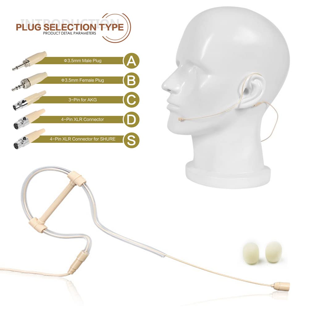 SPORTARC Earhook Headworn Headset Unidirectional Microphone Beige Single Earhook Headset Mic Headworn Microphone 3.5mm - Image 4