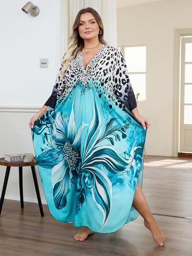 Image of Kaftan Dress for Women - Plus Size Caftan Maxi Beach Dress Moo Moos Loungewear, Swimsuit Cover Up for Beach, Pool or Vacation