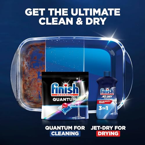 Image of FINISH - Quantum - 22ct - Dishwasher Detergent - Powerball - Ultimate Clean & Shine - Dishwashing Tablets - Dish Tabs, Includes Cleaning Cloth and Storage Pouch