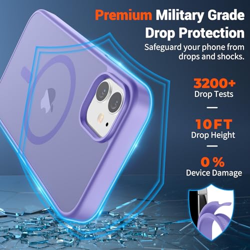 Image of SUPFINE Magnetic for iPhone 11 Phone Case(Compatible with MagSafe)(Military Grade Drop Protection) Slim Translucent Matte Shockproof with Anti-Fingerprint Phone Case,Purple