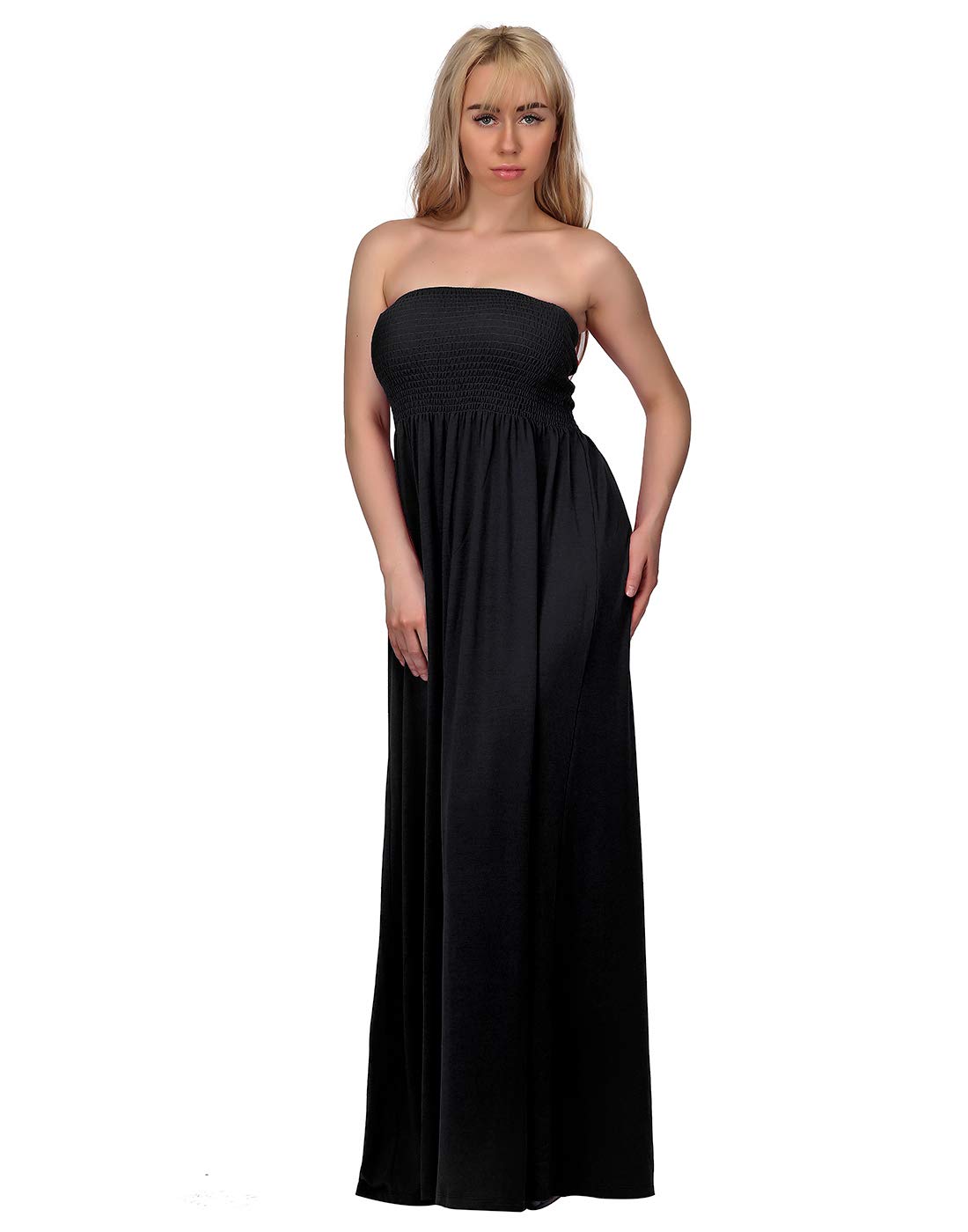 Women's Strapless Maxi Dress Plus Size Tube Top Long Skirt Sundress Cover Up