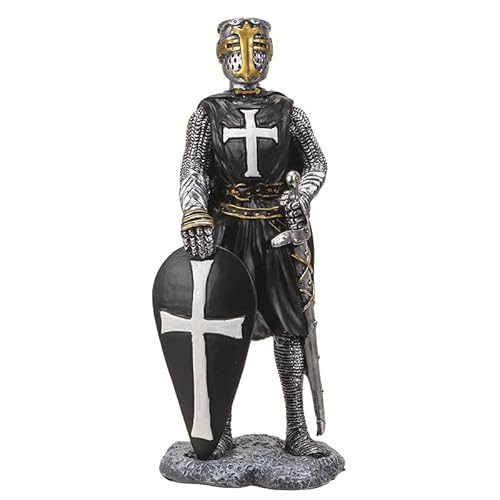 Pacific Giftware Crusader with Shield Figurine, 8.63-inch Height, Cold Cast Resin, Table Decoration