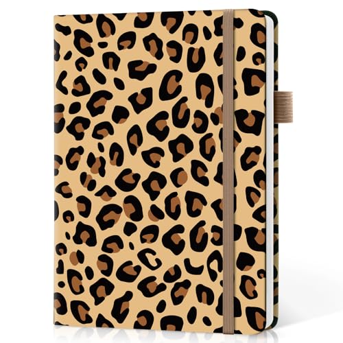 Carnet ligné A5 léopard à couverture rigide en cuir de 160 pages pour le travail