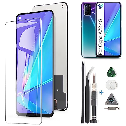 RongZy Schermo LCD per Oppo A72 4G CPH2067 Display Touch Screen Digitizer Parti di Ricambio di Riparazione con Strumenti(Nero)