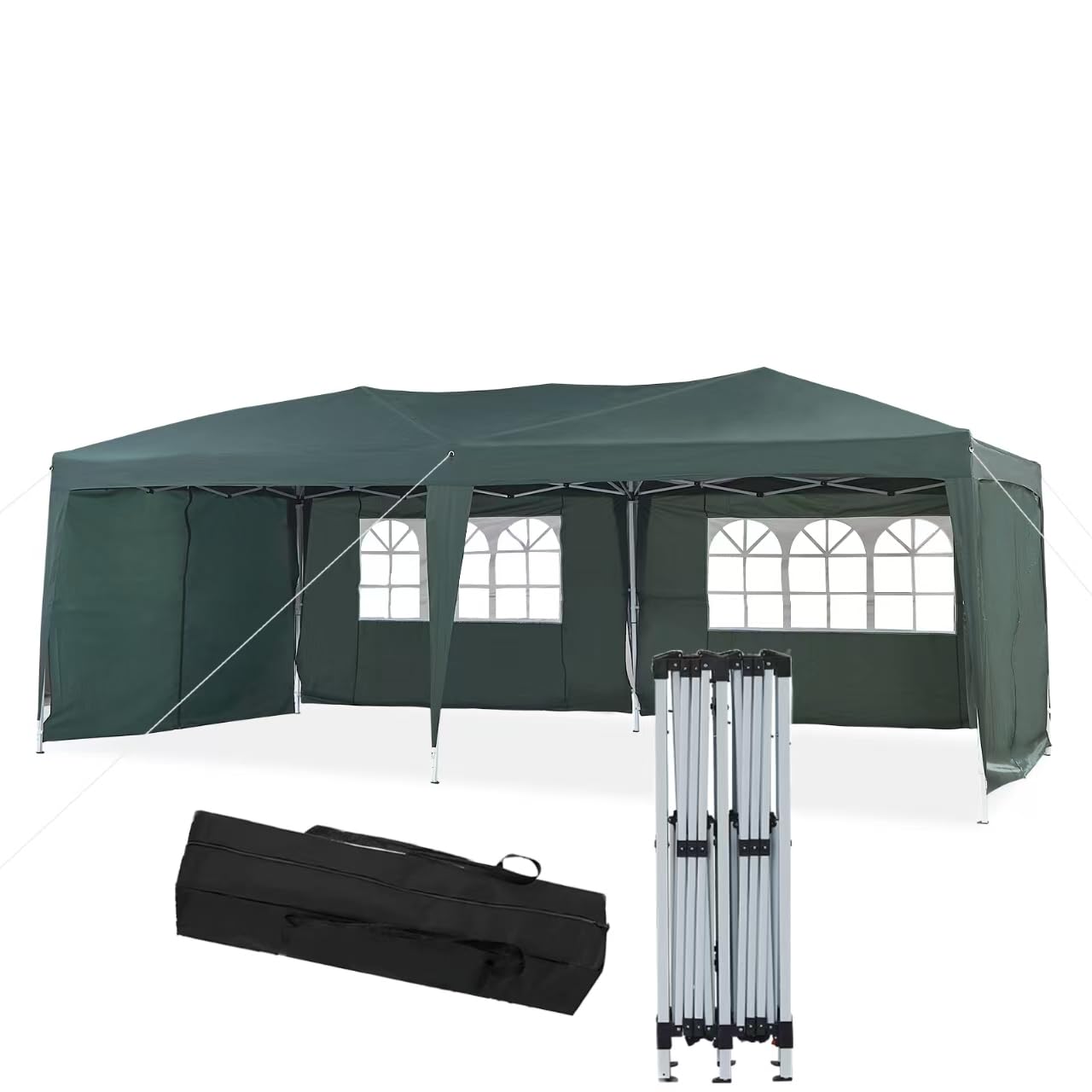 ZBAOTLO 3x6m Pop Up Gazebo with 4 Removable Sidewalls Outdoor Patio Canopy Shelter Wedding Party with Portable Carry Bag, Green with Sidewalls