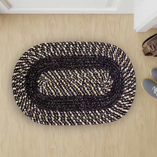 Image of Door mats for Kitchen Large Size|Handmade Cotton Doormat | Quick Dry, Washable Door Mat for Home, Bathroom & Bedroom (33X53 CM)(Coffee-Blue)