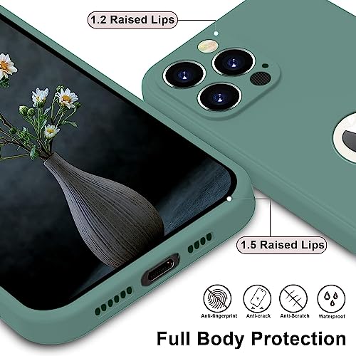 Image of DIZORO Shockproof Matte Flexible Back Cover for iPhone 12 Pro Max Case Square Pattern Liquid Silicon TPU Camera Protection Back Cover (6.7 Inch) - Midnight Green