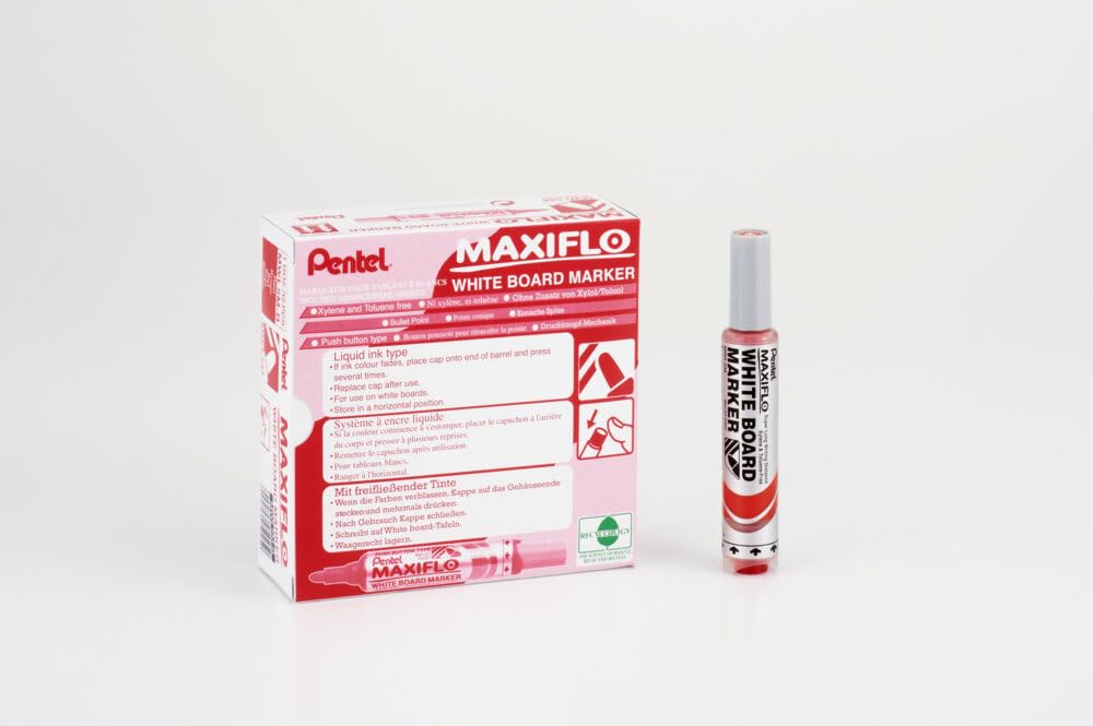 Pentel Maxiflo MWL5M Boardmarker 12 Stück rot