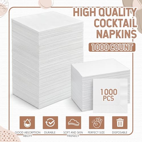 Image of Henoyso 1000 Count 2-ply 16 inch x 16 inch White Bamboo Dinner Napkins