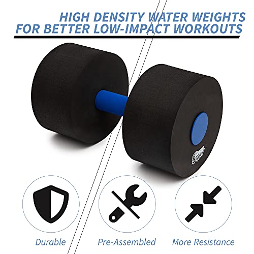 High-Density EVA-Foam Dumbbell Set, Water Weight, Soft Padded, Water Aerobics, Aqua Therapy, Pool Fitness, Water Exercise (Black Medium 2.0)