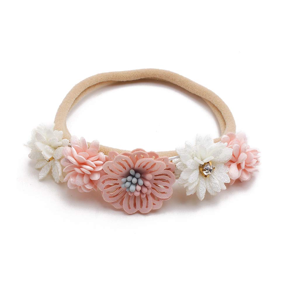 Conjunto de faixas florais para bebês meninas - 3 szt. de coroa de flores para recém-nascidos, acessórios de cabelo infantil da Mligril, Off Wihte, Small