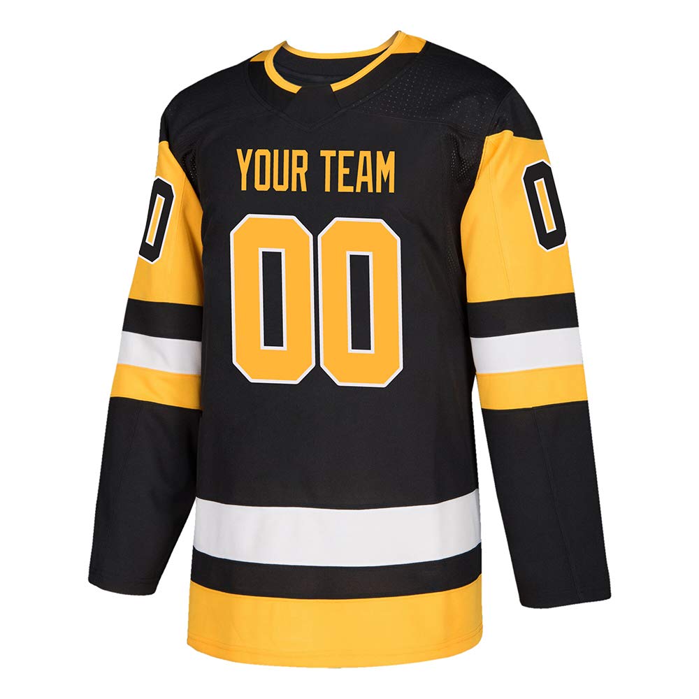 PullonsyBlack Custom Ice Hockey Jersey for Men Women Youth S-8XL Authentic Stitched Name & Numbers - Make Your Own