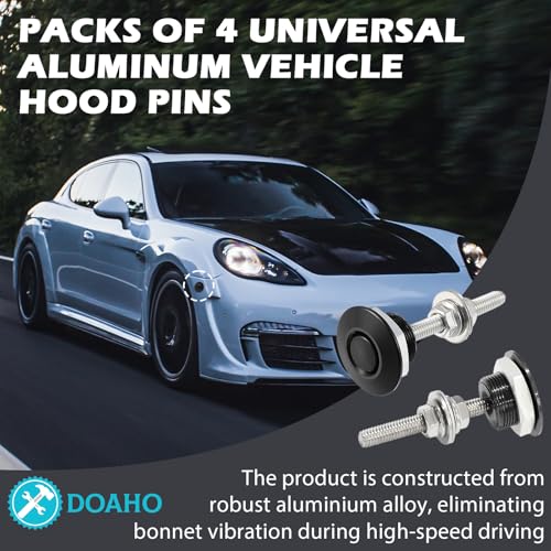 Image of Doaho Pack of 4 Universal Aluminum Vehicle Hood Pins,Diameter 1.25 inch Quick Latch Bumper Release,Hood Pins for Race Car - Black