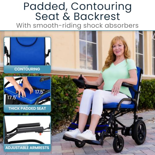 Image of Vive Ultra Lightweight Electric Wheelchair for Adults - Foldable Power Wheel Chair - Collapsible, Folding, Ultralight, Motorized, Light Weight Travel Senior Folding Mobility Aid - Weighs Just 39 lbs