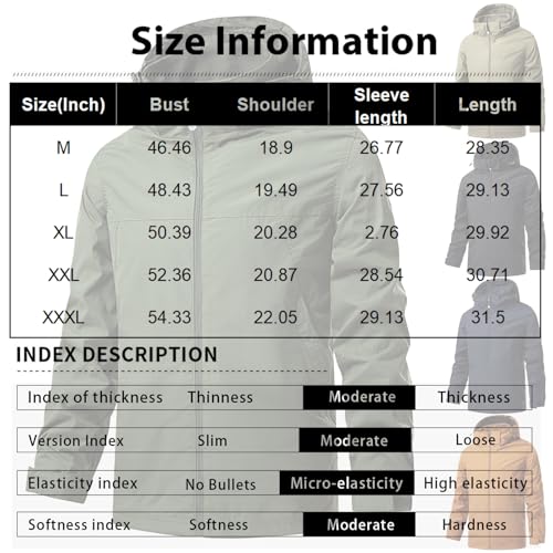RTTUIOP Mens Jackets Hoodie Men Plus Size Jacket Fall Vintage Long Sleeve Zip Sweaters Solid Color Hooded Loose Light Jacket2