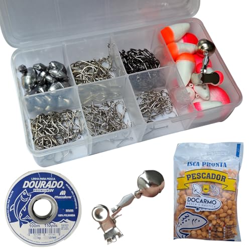 Kit Anzol Estojo Organizador l Chumbada Boias Massa Pronta