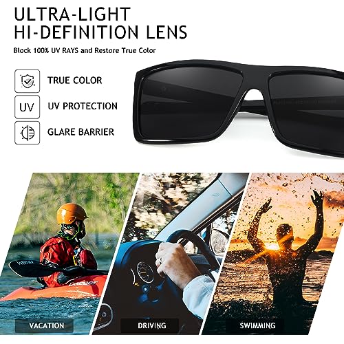 Men’s Classic Style Square Polarized Sunglasses Plastic Lightweight Eyewear UV Protection For Driving4