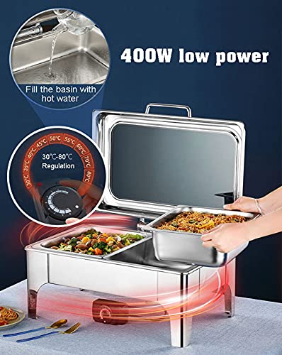 YAOYAOO Buffetwärmer Wärmebehälter für Speisen, Speisenwärmer Edelstahl Buffet Chafing Dish Warmhalteplatten, Stövchen… – Bild 7