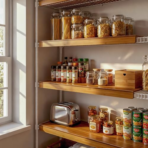 Fobyni Solid Carbonized Bamboo Wire Shelf Covers for Wire Shelving, Wire Rack Covers for Pantry Shelves, Tool-Free & Snap-On (5pcs, 30" W x 16" D) by Fobyni - Image 9