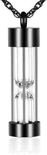 Miniatura 1 de abooxiu Collar de urna de reloj de arena para cenizas, joyería de cremación para cenizas, collar de cenizas de recuerdo conmemorativo de acero