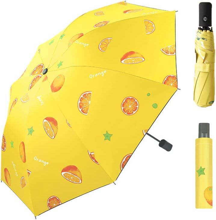 SYOSIFruits Series Automatic Folding Umbrellas, Rain & Sun, Windproof, Compact, Lightweight Portable Travel Umbrellas, UV Sun Umbrella Compact Folding Umbrella Auto Open Folding for Women Men