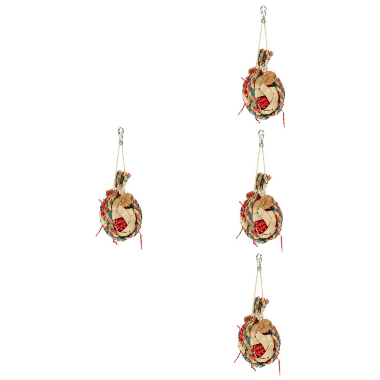 BESPORTBLE 4pièces Jou Suspendre pour Perroquet Naturel Accessoire De Jeu pour Oiseaux Jou Mâcher Déchiqueter pour Cage à Oiseaux