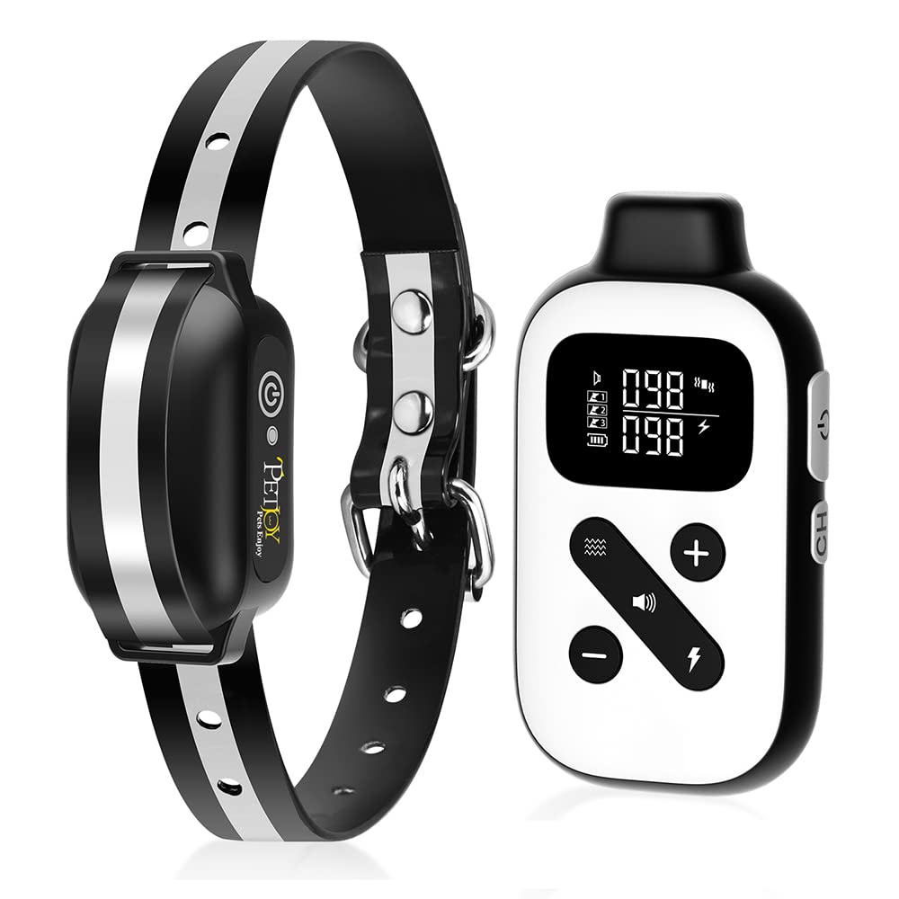 PetJoy Shock Collar for Large Dogs, Bark Collar with Remote, Bark and Training Collar 2 in 1, Auto Bark Collar - Shock, Vibration, Beep and Auto Mode (Level 1-5), Remote Range 2800 Ft
