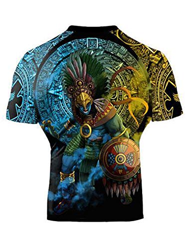 Raven Fightwear Men's Huitzilopochtli Aztec Short Sleeve Rash Guard MMA BJJ Black Medium