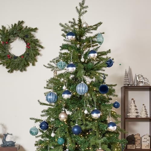 DN DECONATION 9 Weihnachtskugeln 8cm, Blaue Christbaumkugeln Glas Set – Ansicht 6