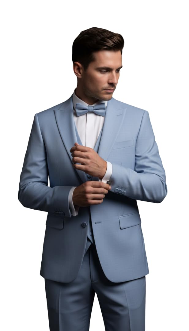 Men's Slim Fit Cotlook Suit Fabrics - Prussian Blue-image-39