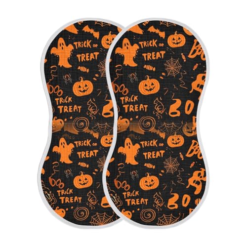 Muslin Burp Cloth for Baby 2PCS Halloween Theme Character Super Absorbent Burping Cloths, Bibs for Newborn Boys Girls