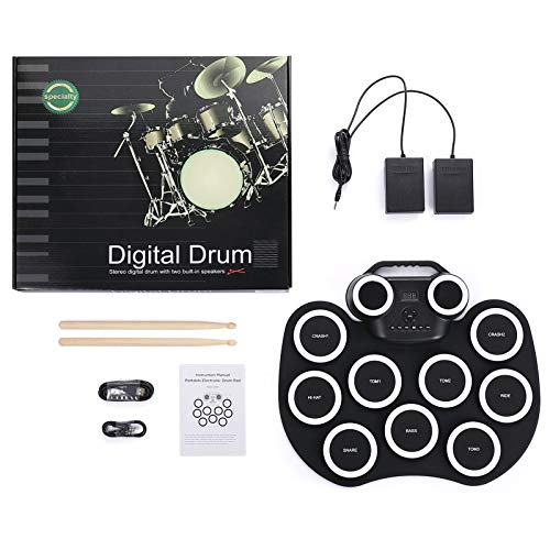 Elektronische Drum Electronic Drum Set 9-Piece Flashing Light Bluetooth Draagbare opvouwbare beginnerspad voor Kinderen… - Image 4