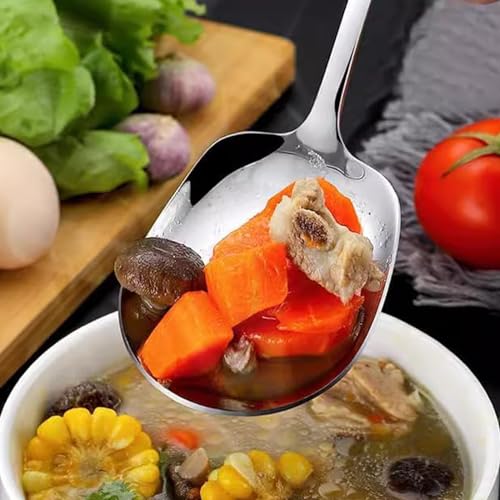 4 Pezzi Cucchiaio da Portata In Acciaio Inox, Cucchiai da Portata Grandi, Cucchiaio da Buffet, C-ucchiaio da Insalata Grande per Cene Al Ristorante e Pasti In Famiglia (21 x 5,8 cm) - immagine 6