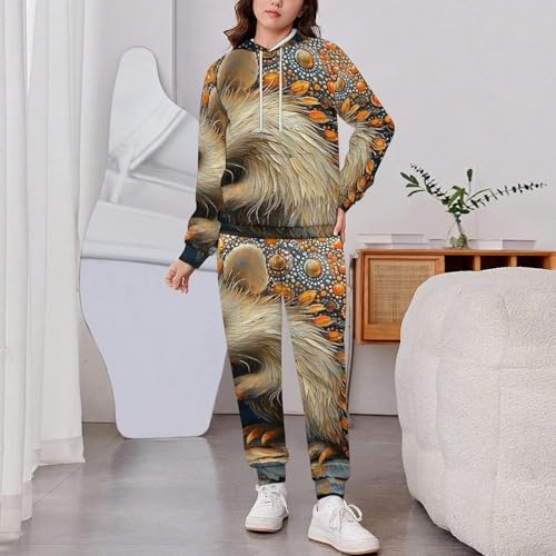 Boys Girls Clothes Hoodies Sweatshirt Pants Set 2 Pieces Fall Winter Outfits, Hedgehog Patterns Art2