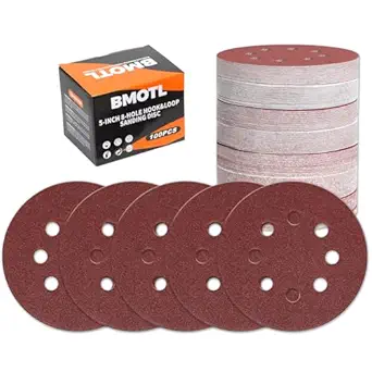 100Pcs 60 Grit Sanding Discs 5 Inch 8 Hole: Woodworking/Metalworking Round Coarse Hook and Loop Sandpaper for Random Orbital Sander