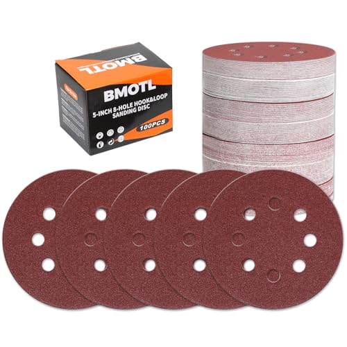 100Pcs 60 Grit Sanding Discs 5 Inch 8 Hole: Woodworking/Metalworking Round Coarse Hook and Loop Sandpaper for Random Orbital Sander