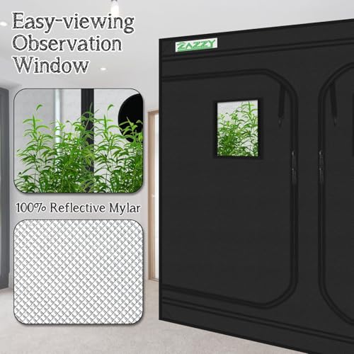 Image of zazzy 8x4 Grow Tent, 96 inchx48 x78 600D Mylar Plant Growing Tents