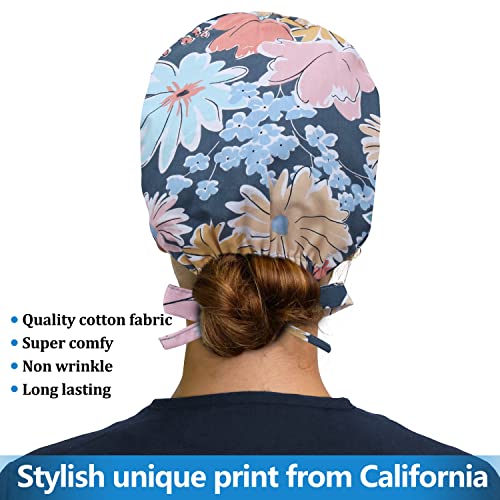 Image of Working Caps with Button and Sweatband, Adjustable Working Hats for Women Men, One Size(Tie Back or Toggle)