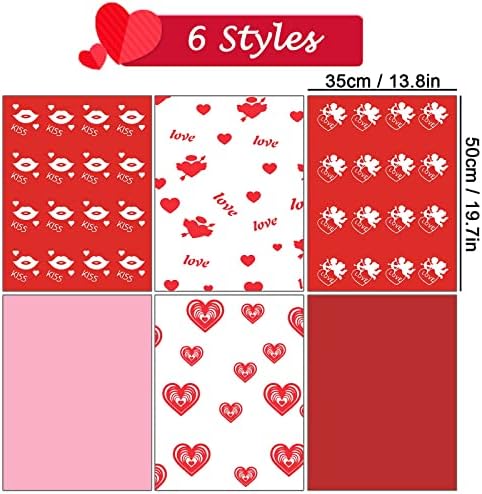 SHOKAN Valentines Day Tissue Paper, 60 Sheets Love Heart Tissue Paper Sheets for Wrapping Gifts Boxes Bags, Valentine Gift Tissue Paper for Packing, Valentine Decoration for Wedding Party Crafts Decor