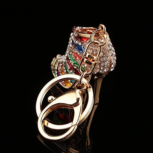 Fdit Rhinestone Crystal Keyring Charm Pendant Purse Key Ring Keychain Multi-color Unique Shape Woman Girls Lady