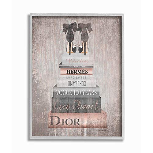 Stupell Industries Book Stack Heels Metallic Pink Grey Framed Wall Art 16 X 20 Design By Artist Amanda Greenwood Buy Online In Bahamas At Desertcart