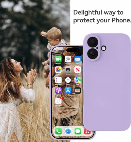 Image of DIZORO Square Microfiber Candy Case Compatible for iPhone 17 Shockproof Slim Back Cover Liquid Silicone Case - Lilac