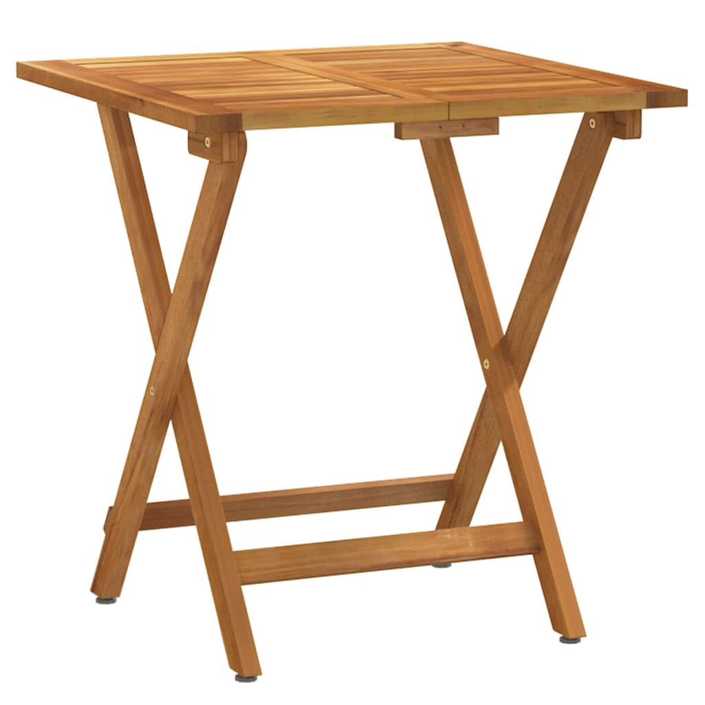 Ensemble de bistro pliable 3 pièces avec coussins en bois d'acacia massif, 1 table de 60 x 60 x 73 cm, 2 chaises de 40 x 53 x 80 cm, pour terrasse, balcon, jardin, peu encombrant et robuste