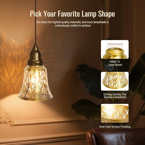 Image of 4 pack ceiling fan light covers- small lamp shades,mini lamp shades,metal lamp shade for pendant light shade, wall lamp, with 1-5 /8 inch Fitter, 4-3 /4 inch Height and 4-3 /4 inch Diameter,Antique Brass and Gold
