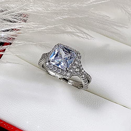 925 Sterling Silver Shiny Full Diamond Gemstone Ring Cubic Zirconia Rings CZ Diamond Multi Row Ring Eternity Engagement Wedding Band Ring for Women (US Code 7)4
