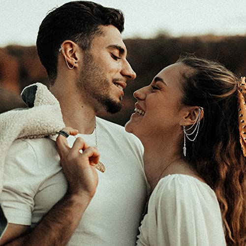 Sanfenly Gothic Punk Vintage Earrings Set Goth Grunge Rock Emo Jewelry Retro Silver Bat Snake Pentagram Sword Red Heart Skull Spider Dangle Stud Earring Chain Ear Cuff Trendy Halloween Earrings For Women Teen Girls #TOP3